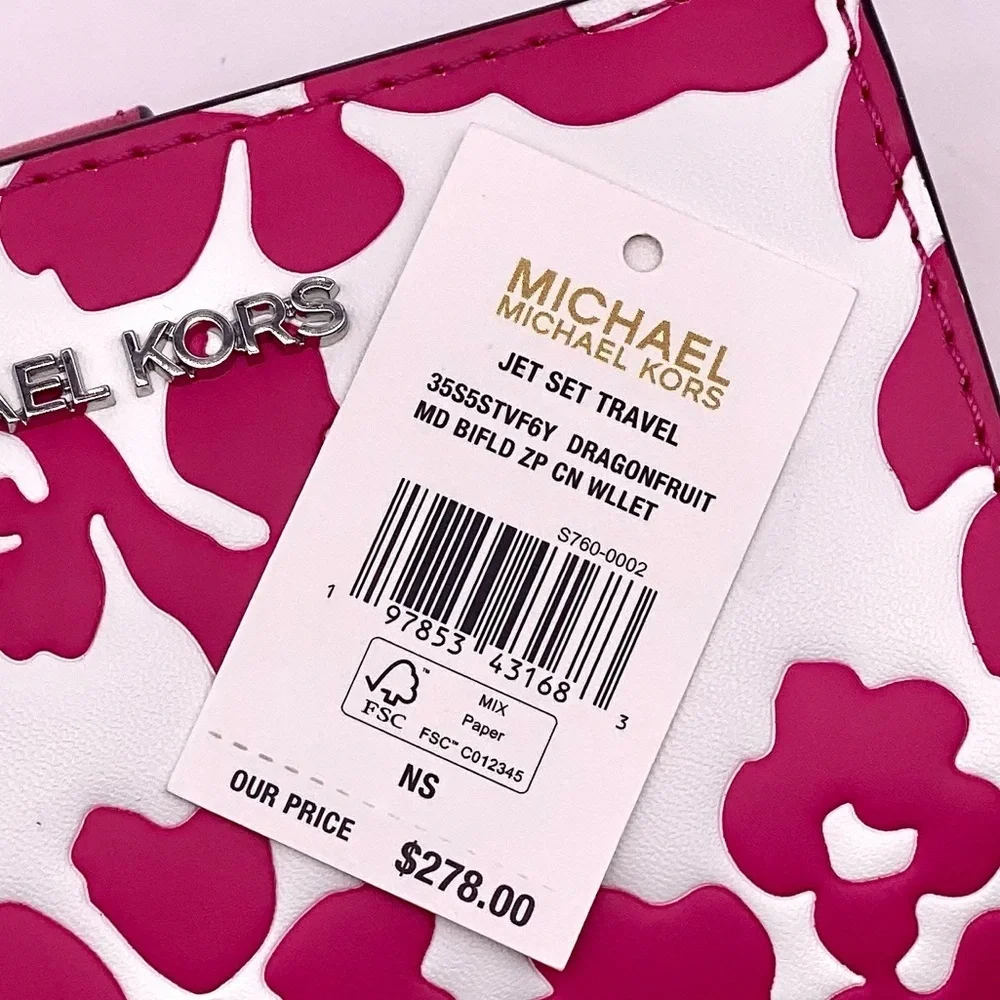 Michael Kors Jet Set Medium Floral Print Bi-Fold Wallet